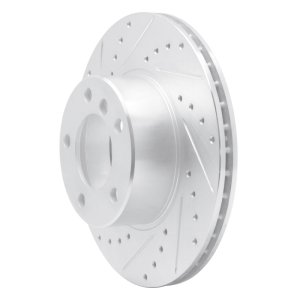 BMW 525I Brake Rotor (1) - Front Left - R1 Concepts - Drilled & Slotted - Silver - `96-`03